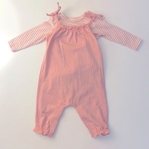 Baby Girl Coral Long Sleeve T-Shirt & Romper 9M